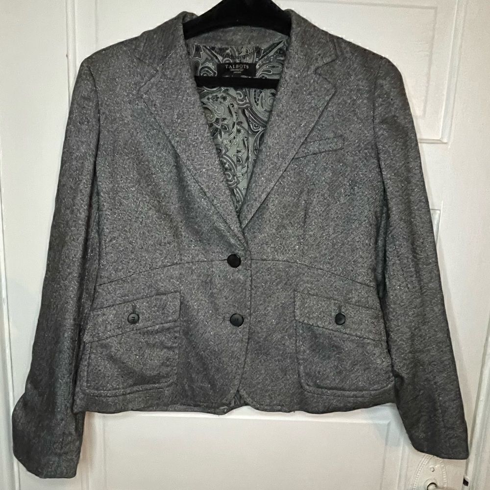 Talbots Wool Blend Lined Blazer Size 12P Petite